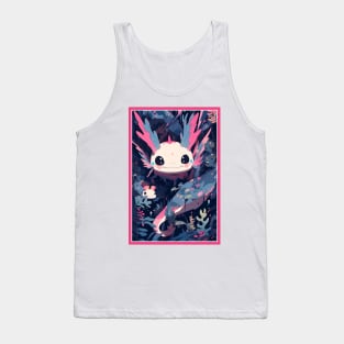 Cute Axolotl Anime Art Design | Cute Animals | Axolotl Hentaii Chibi Kawaii Design Tank Top